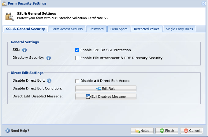 security direct edit